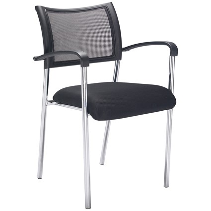 Jemini Jupiter Mesh Back Conference Chair with Arms, Black/Chrome