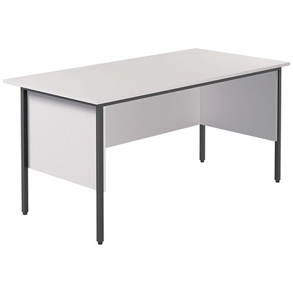 Serrion 1500mm Rectangular Desk, Silver Straight Legs, White