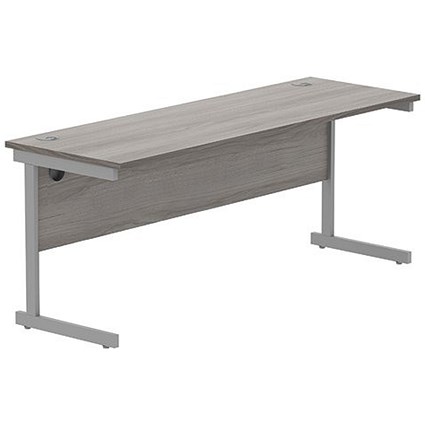 Astin 1800mm Slim Rectangular Desk, Silver Cantilever Legs, Grey Oak