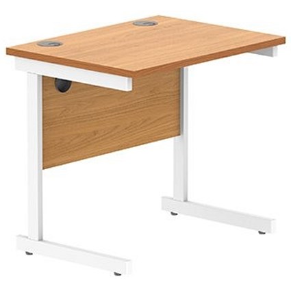 Astin 800mm Slim Rectangular Desk, White Cantilever Legs, Beech