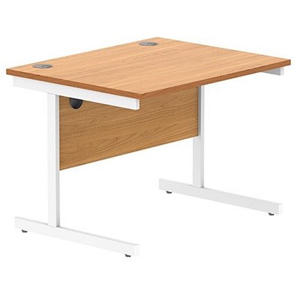 Astin 800mm Rectangular Desk, White Cantilever Legs, Beech