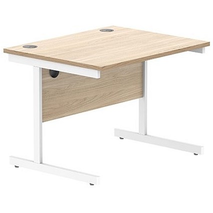 Astin 800mm Rectangular Desk, White Cantilever Legs, Oak