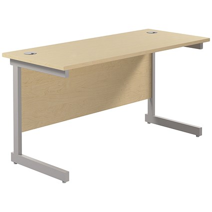 Jemini 1200mm Slim Rectangular Desk, Silver Cantilever Leg, Maple