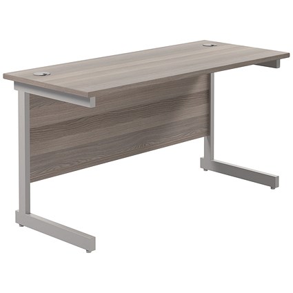 Jemini 1200mm Slim Rectangular Desk, Silver Cantilever Leg, Walnut