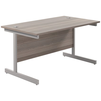 Jemini 1200mm Rectangular Desk, Silver Cantilever Leg, Grey Oak