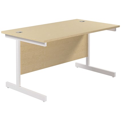 Jemini 1200mm Rectangular Desk, White Cantilever Leg, Maple