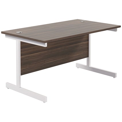 Jemini 1200mm Rectangular Desk, White Cantilever Leg, Walnut