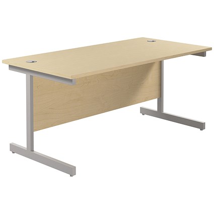 Jemini 1600mm Rectangular Desk, Silver Cantilever Leg, Maple