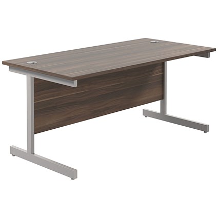 Jemini 1600mm Rectangular Desk, Silver Cantilever Leg, Walnut