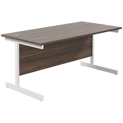 Jemini 1600mm Rectangular Desk, White Cantilever Leg, Walnut