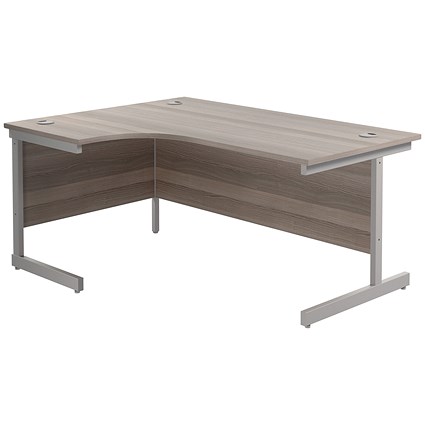 Jemini 1600mm Corner Desk, Left Hand, Silver Cantilever Legs, Grey Oak