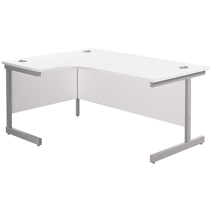 Jemini 1600mm Corner Desk, Left Hand, Silver Cantilever Legs, White