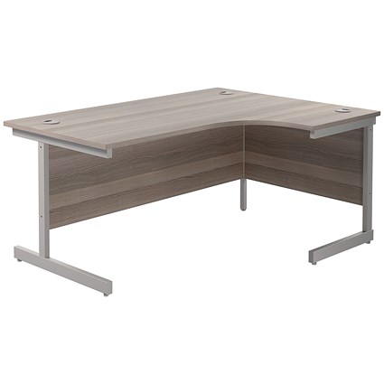 Jemini 1600mm Corner Desk, Right Hand, Silver Cantilever Legs, Grey Oak