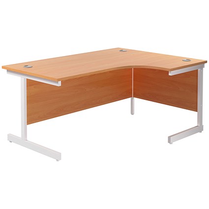 Jemini 1600mm Corner Desk, Right Hand, White Cantilever Legs, Beech