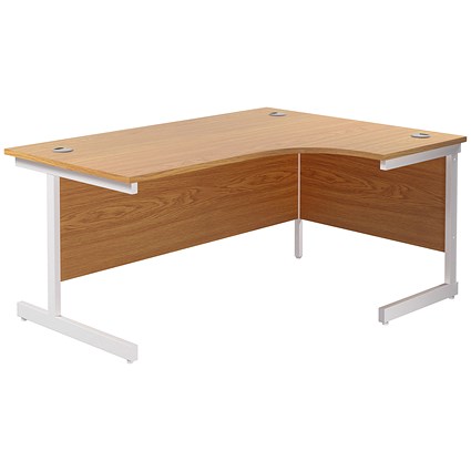 Jemini 1600mm Corner Desk, Right Hand, White Cantilever Legs, Oak