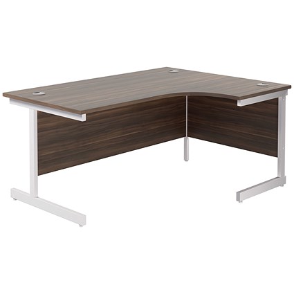 Jemini 1600mm Corner Desk, Right Hand, White Cantilever Legs, Walnut