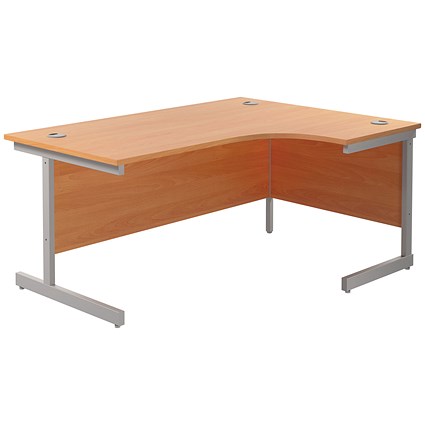 Jemini 1800mm Corner Desk, Right Hand, Silver Cantilever Legs, Beech