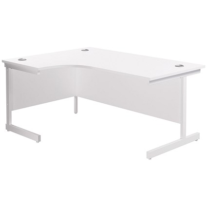 Jemini 1800mm Corner Desk, Left Hand, White Cantilever Legs, White