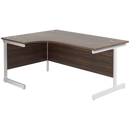 Jemini 1800mm Corner Desk, Left Hand, White Cantilever Legs, Walnut