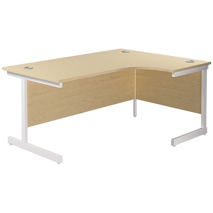 Jemini 1800mm Corner Desk, Right Hand, White Cantilever Legs, Maple