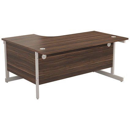 Jemini 1800mm Corner Desk, Right Hand, White Cantilever Legs, Walnut