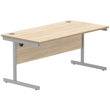 Astin 1600mm Rectangular Desk, Silver Cantilever Legs, Oak