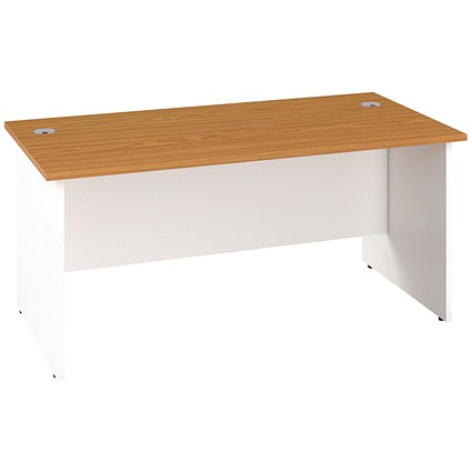 Jemini Two-Tone 1600mm Rectangular Desk, Panel End Leg, Oak & White