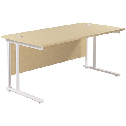 Jemini 1800mm Rectangular Desk, White Cantilever Leg, Maple