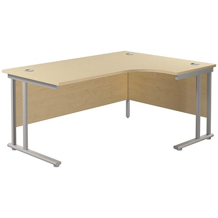 Jemini 1600mm Corner Desk, Right Hand, Silver Double Cantilever Legs, Maple