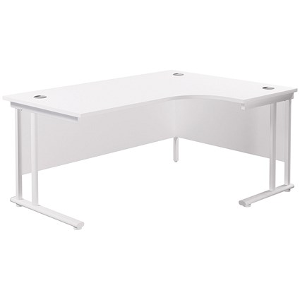 Jemini 1600mm Corner Desk, Right Hand, White Double Cantilever Legs, White