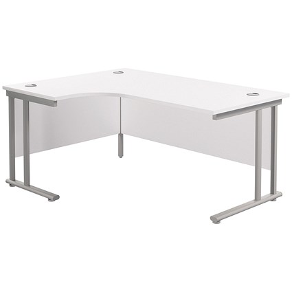 Jemini 1800mm Corner Desk, Left Hand, Silver Double Cantilever Legs, White