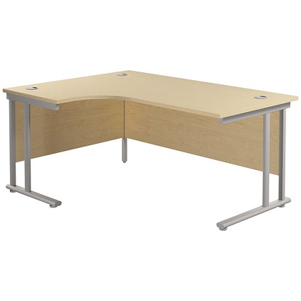 Jemini 1800mm Corner Desk, Left Hand, Silver Double Cantilever Legs, Maple