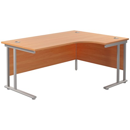 Jemini 1800mm Corner Desk, Right Hand, Silver Double Cantilever Legs, Beech