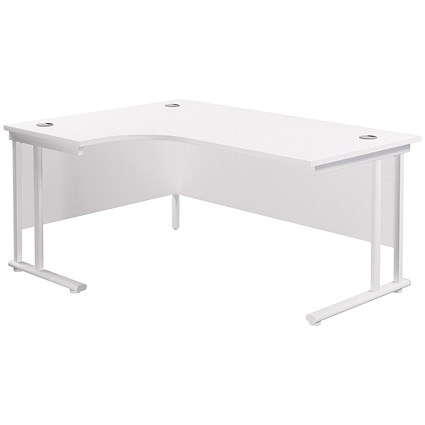 Jemini 1800mm Corner Desk, Left Hand, White Double Cantilever Legs, Oak