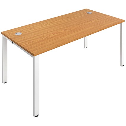 Jemini 1 Person Bench Desk, 1200mm (800mm Deep), White Frame, Oak