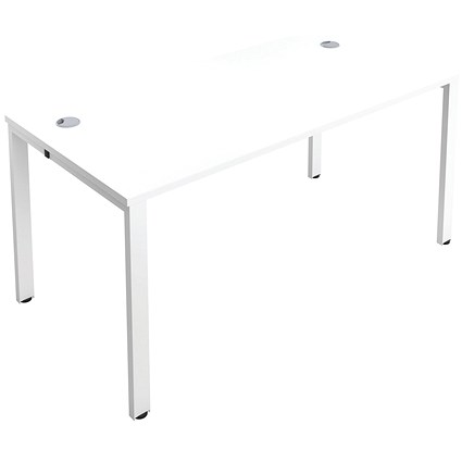 Jemini 1 Person Bench Desk, 1200mm (800mm Deep), White Frame, White