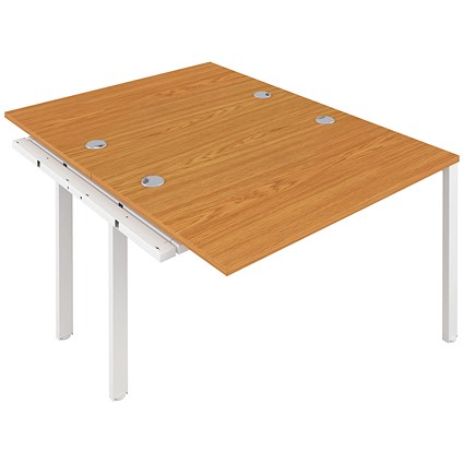 Jemini 2 Person Bench Desk Extension, Back to Back, 2 x 1200mm (800mm Deep), White Frame, Oak