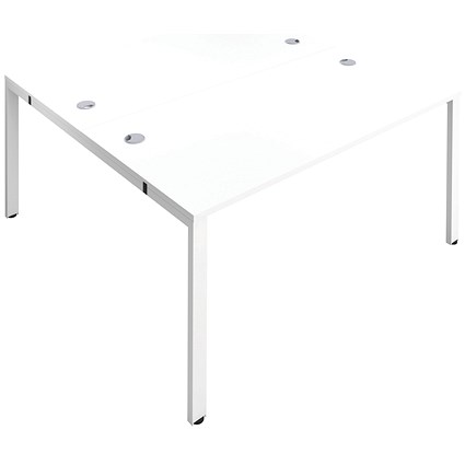 Jemini 2 Person Bench Desk, Back to Back, 2 x 1200mm (800mm Deep), White Frame, White