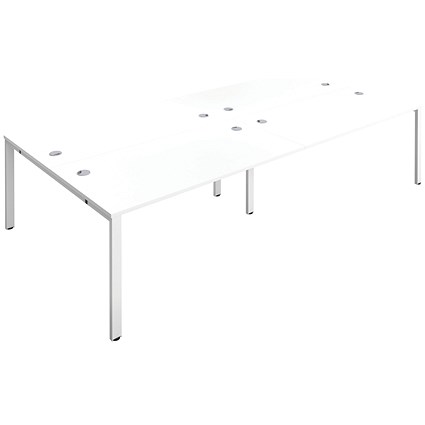 Jemini 4 Person Bench Desk, Back to Back, 4 x 1200mm (800mm Deep), White Frame, White