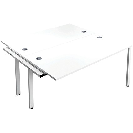 Jemini 2 Person Bench Desk Extension, Back to Back, 2 x 1400mm (800mm Deep), White Frame, White