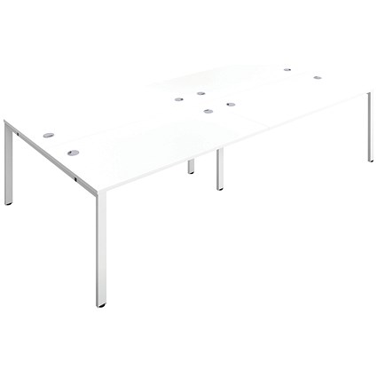 Jemini 4 Person Bench Desk, Back to Back, 4 x 1400mm (800mm Deep), White Frame, White