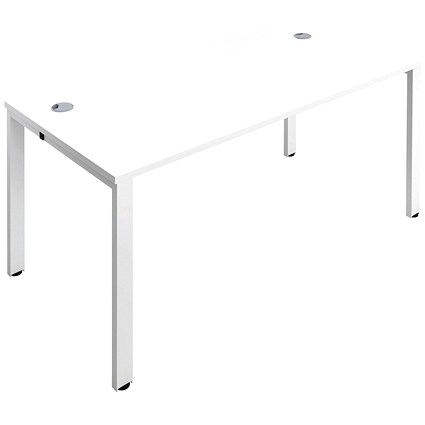 Jemini 1 Person Bench Desk, 1600mm (800mm Deep), White Frame, White