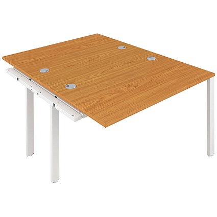 Jemini 2 Person Bench Desk Extension, Back to Back, 2 x 1600mm (800mm Deep), White Frame, Oak