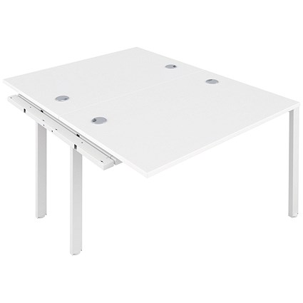 Jemini 2 Person Bench Desk Extension, Back to Back, 2 x 1600mm (800mm Deep), White Frame, White