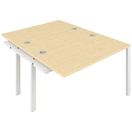 Jemini 2 Person Bench Desk Extension, Back to Back, 2 x 1600mm (800mm Deep), White Frame, Maple