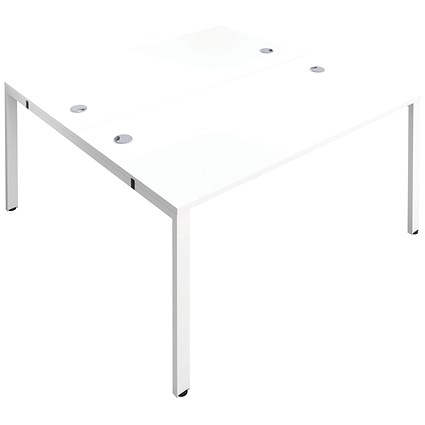 Jemini 2 Person Bench Desk, Back to Back, 2 x 1600mm (800mm Deep), White Frame, White