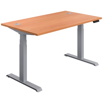 Jemini Sit-Stand Desk, Silver Leg, 1200mm, Beech Top