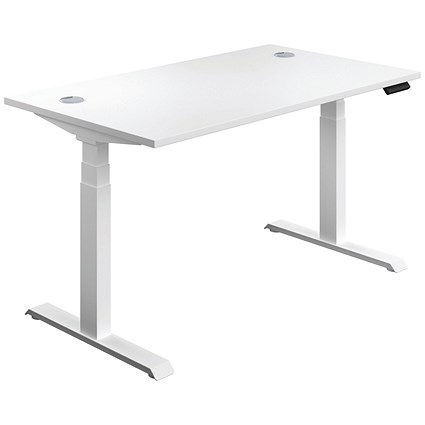 Jemini Sit-Stand Desk, White Leg, 1200mm, White Top