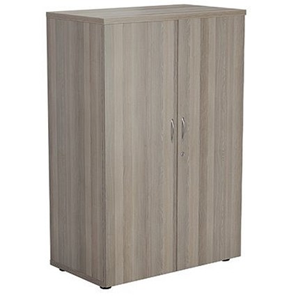 Jemini Medium Wooden Cupboard, 3 Shelves, 1200mm High, Grey Oak