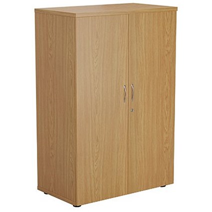 Jemini Medium Wooden Cupboard, 3 Shelves, 1200mm High, Oak